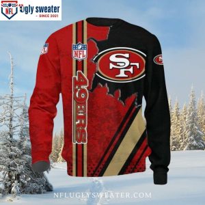 San Francisco 49ers Football Pulse Line Red And Gold Ugly Sweater