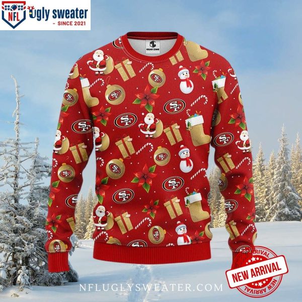 San Francisco 49ers Santa And Snowman Pattern Ugly Christmas Sweater