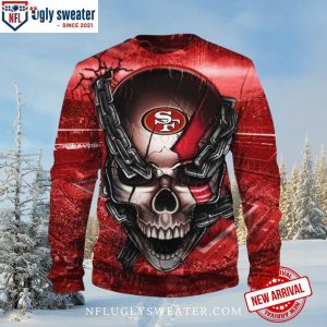 San Francisco 49ers Skull With Chains Ugly Christmas Sweater