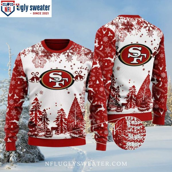 San Francisco 49ers White And Red Snowflake Christmas Sweater