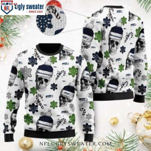 Santa And Skulls Symbols Seattle Seahawks Ugly Christmas Sweater