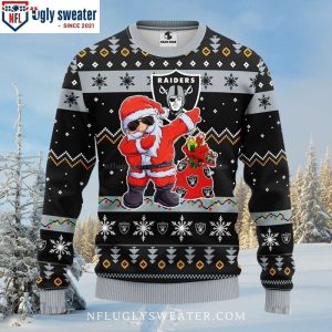 Santa Claus And Las Vegas Raiders Logo Print Ugly Christmas Sweater – Gifts For Fans