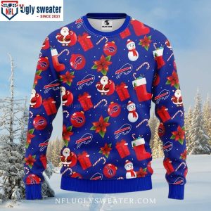 Santa Claus And Snowman NFL Buffalo Bills Ugly Christmas Sweater 1