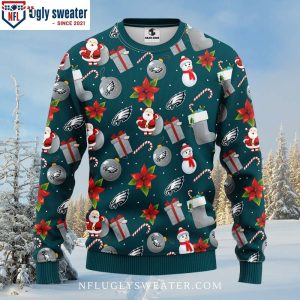 Santa Claus And Snowman NFL Philadelphia Eagles Ugly Sweater 1