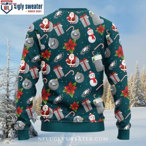 Santa Claus And Snowman NFL Philadelphia Eagles Ugly Sweater 2