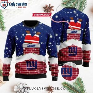 Santa Claus Chimney Graphic Ny Giants Ugly Christmas Sweater