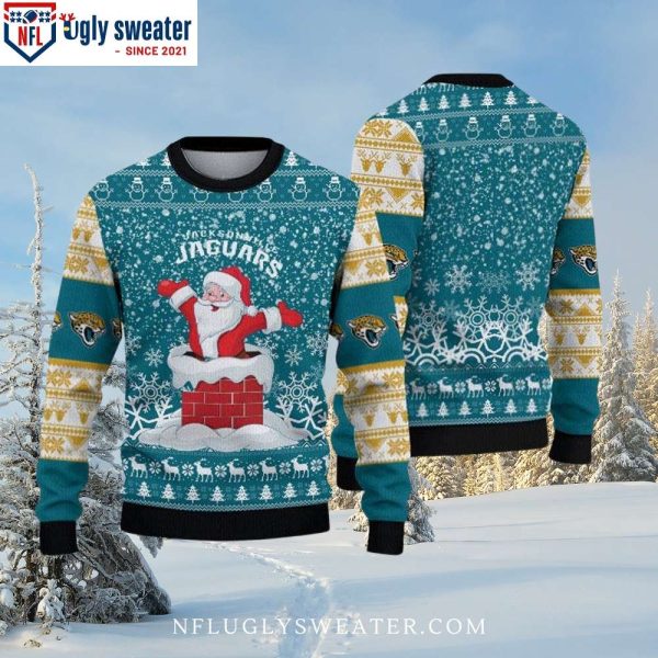 Santa Down The Chimney Jacksonville Jaguars Ugly Xmas Sweater