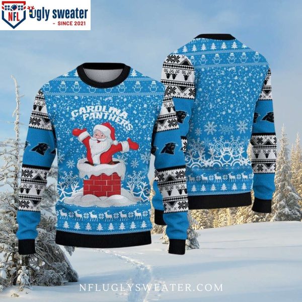 Santa On Chimney Carolina Panthers Christmas Sweater