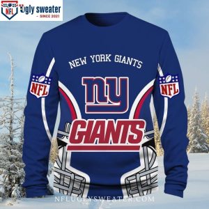 Score Big On Style – Football Helmet Pattern – Ny Giants Ugly Sweater