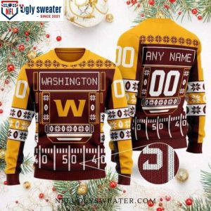 Scoreboard Washington Commanders Personalized Ugly Xmas Sweater