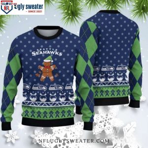 Seahawks Joy With Gingerbread Man – Ugly Christmas Sweater