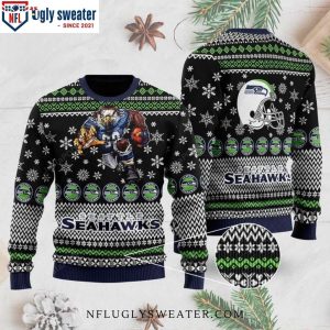 Seahawks Ugly Christmas Sweater With Team Mascot Graphics