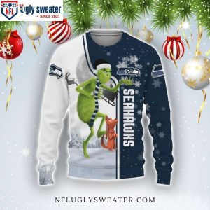 Seattle Seahawks Grinch On The Holidays Ugly Christmas Sweater