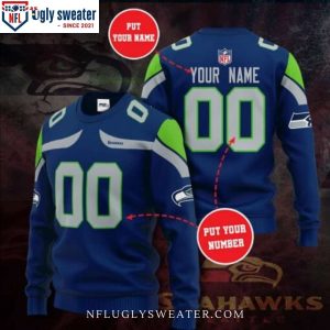 Seattle Seahawks Ugly Sweater With Custom Name Number For The Holidays