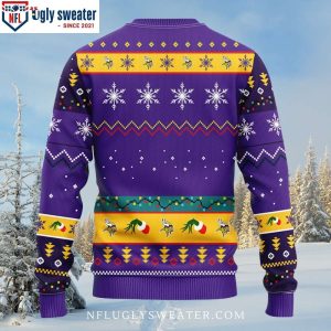 Shine Bright With The Minnesota Vikings Grinch Christmas Light Sweater