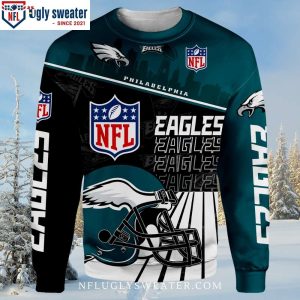 Show Your Eagles Spirit Philadelphia Eagles Logo Print Ugly Christmas Sweater For Fans 1