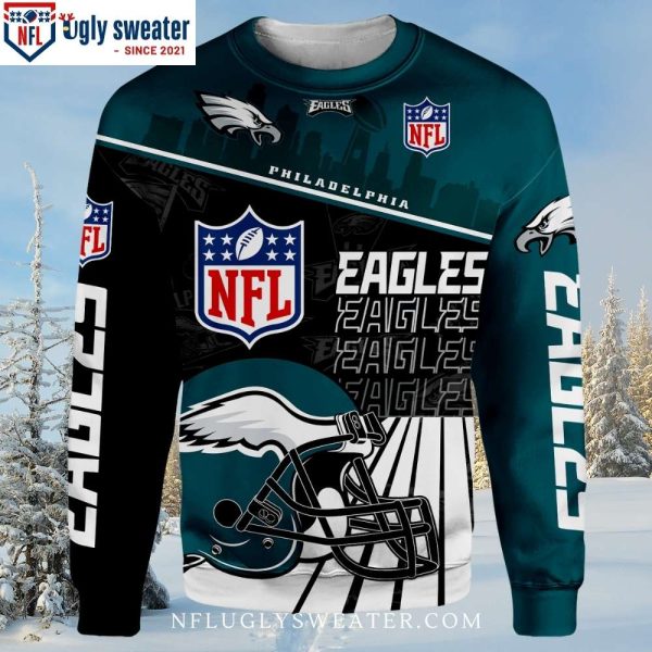 Show Your Eagles Spirit – Philadelphia Eagles Logo Print Ugly Christmas Sweater For Fans