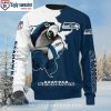 Seattle Seahawks Ugly Christmas Sweater With White Navy Camo Design