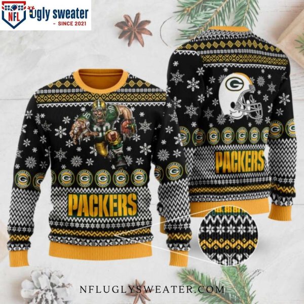 Show Your Team Spirit With Team Mascot Graphics On Packers Ugly Sweater