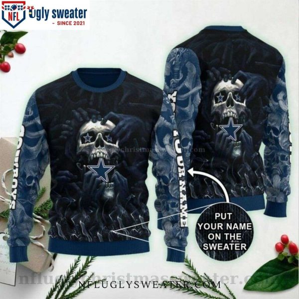 Skull Dallas Cowboys Ugly Christmas Sweaters – Custom Name