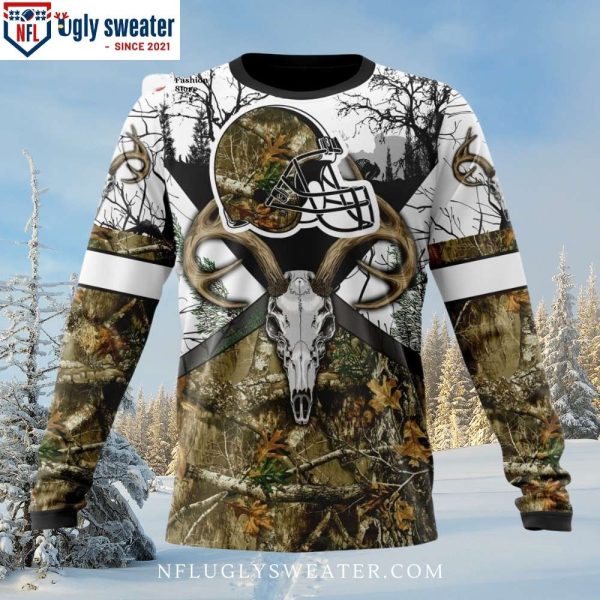 Skull Graphic And Forest Pattern Cleveland Browns Ugly Sweater