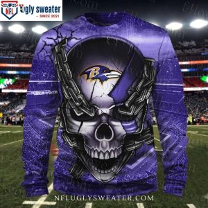 Skull Graphic Ravens Ugly Christmas Sweater Unique Gift For Fans