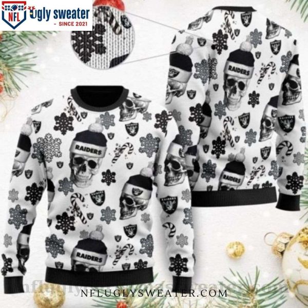 Skull Wearing Santa Hat Las Vegas Raiders Ugly Christmas Sweater – A Perfect Gift For Him