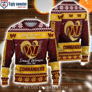 Smart Women Love The Commanders Christmas Ugly Sweater