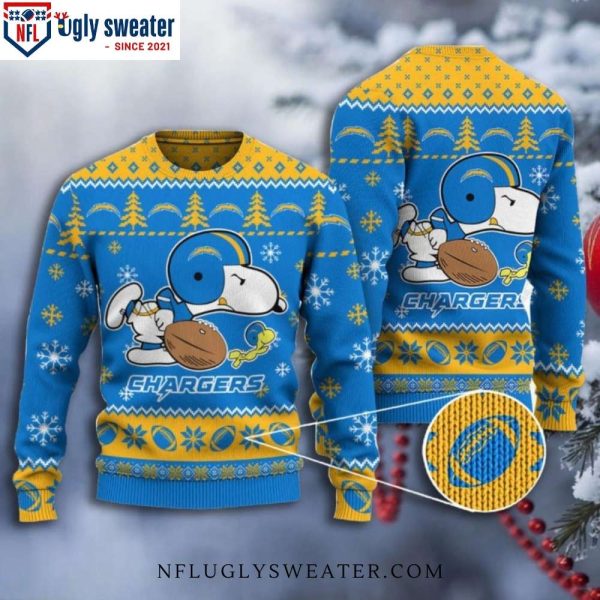 Snoopy Football Los Angeles Chargers Ugly Christmas Sweater