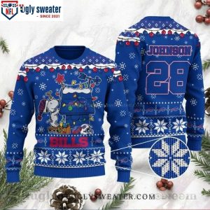 Snoopy’s Christmas Celebration – Personalized Buffalo Bills Ugly Christmas Sweater