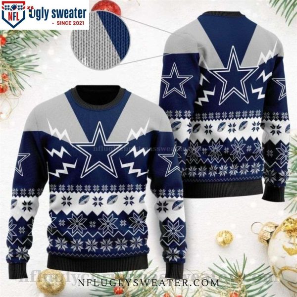 Snowflake And Logo Print NFL Dallas Cowboys Ugly Christmas Sweater – Perfect Gift For Fans