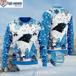 Snowflake And Panthers Logo Carolina Panthers Ugly Xmas Sweater