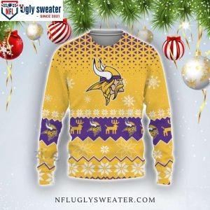 Snowflake Pattern Minnesota Vikings Logo Design Ugly Christmas Sweater