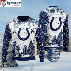 Snowy Colts Logo And Winter Wonderland Ugly Christmas Sweater