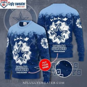 Snowy Dallas Cowboys Logo Ugly Christmas Sweater – Personalized Gift For Cowboys Fans