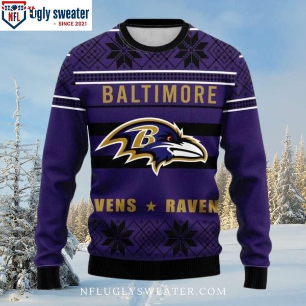 Snowy Delight For Ravens Fans – Baltimore Ravens Christmas Sweater