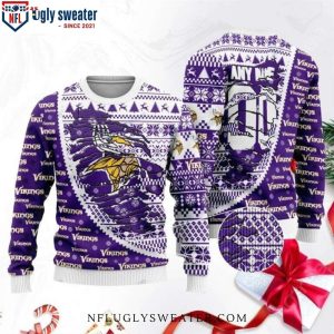 Snowy Magic – Personalized Minnesota Vikings Ugly Christmas Sweater