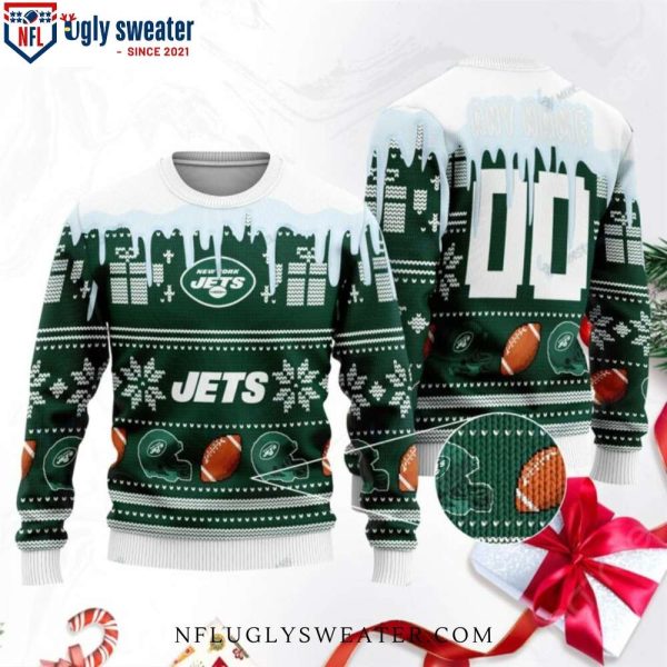 Snowy Skyline Jets Ugly Xmas Sweater – Customizable Winter Wonderland