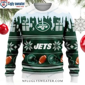 Snowy Skyline Jets Ugly Xmas Sweater Customizable Winter Wonderland 2