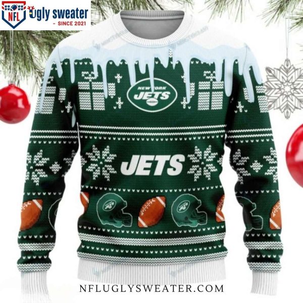 Snowy Skyline Jets Ugly Xmas Sweater – Customizable Winter Wonderland