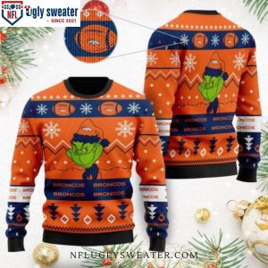 Spread Holiday Cheer With Denver Broncos – Cute Grinch Ugly Sweater