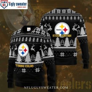 Steel Curtain Pittsburgh Steelers Ugly Sweater – Logo Print Edition