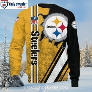 Steelers Ugly Christmas Sweater For Him – Logo Print In Golden Black