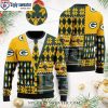 White Yellow Sketch Note Design Adorns Green Bay Packers Ugly Christmas Sweater