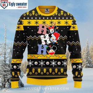 Stylish Pittsburgh Steelers HoHoHo Mickey Ugly Christmas Sweater 1