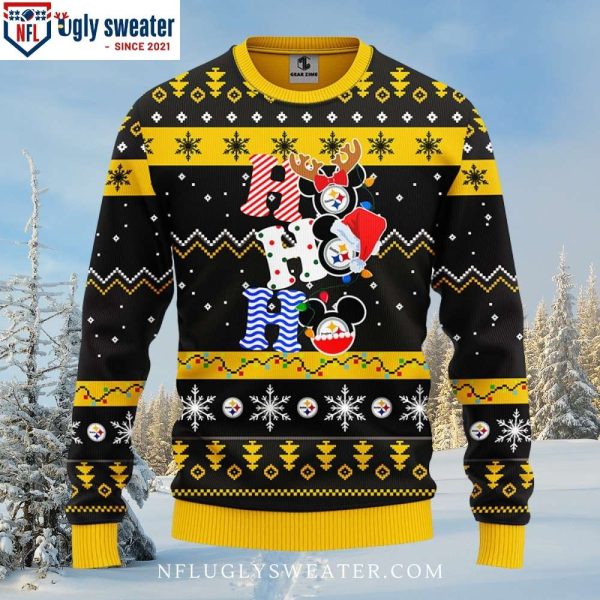 Stylish Pittsburgh Steelers HoHoHo Mickey Ugly Christmas Sweater