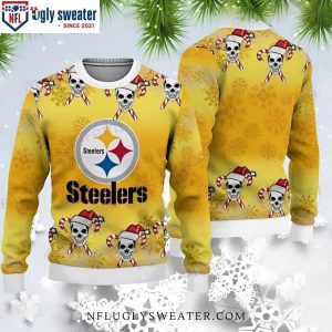 Stylish Pittsburgh Steelers Santa Skull Candy Cane Sweater