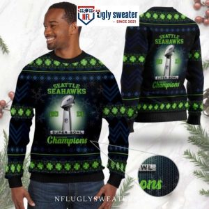 Super Bowl Champions NFL Cup Motifs Seahawks Ugly Sweater