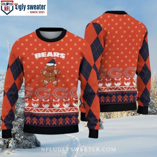 Sweet and Spicy – Chicago Bears Ugly Xmas Sweater With Gingerbread Design