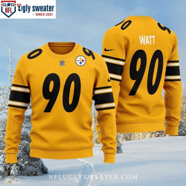 Tailored Pittsburgh Steelers Ugly Christmas Sweater – Watt 90 Player